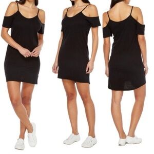 Revolve LNA Off The Shoulder Tee Dress T-shirt Mini Cut out Black Size XS